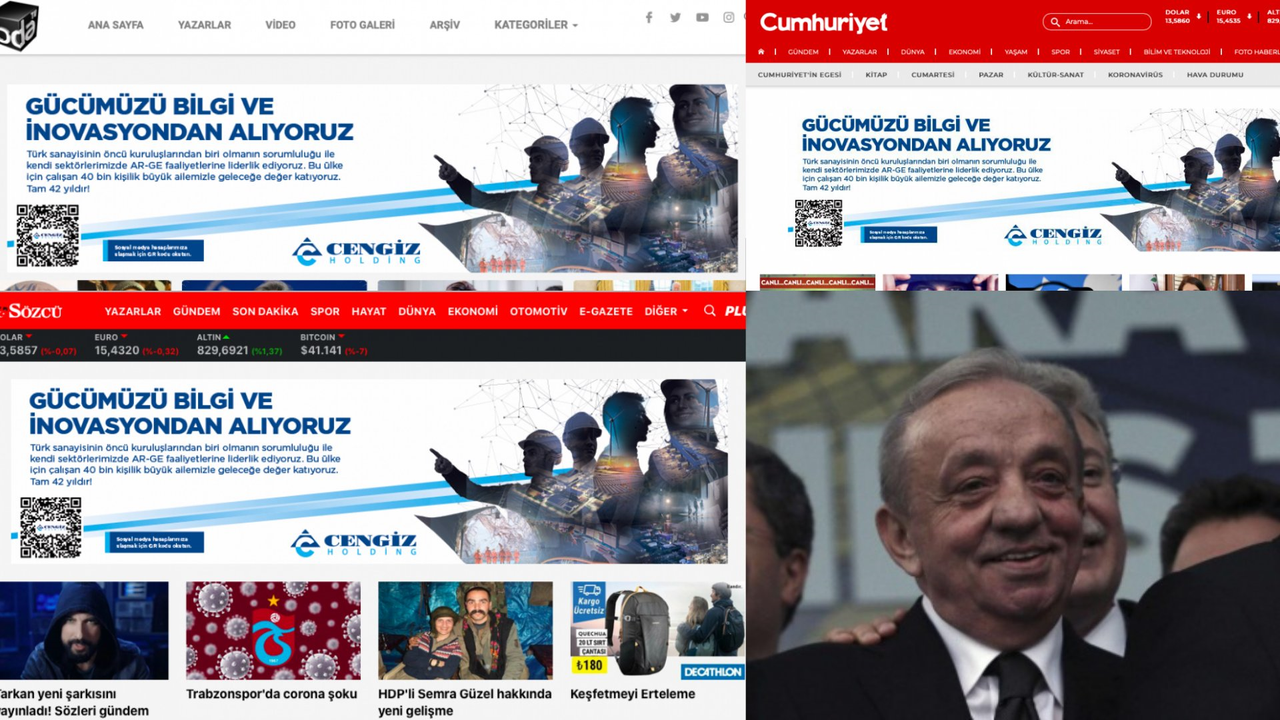 Cengiz Holding’den Sözcü, Odatv ve Cumhuriyet’e reklam