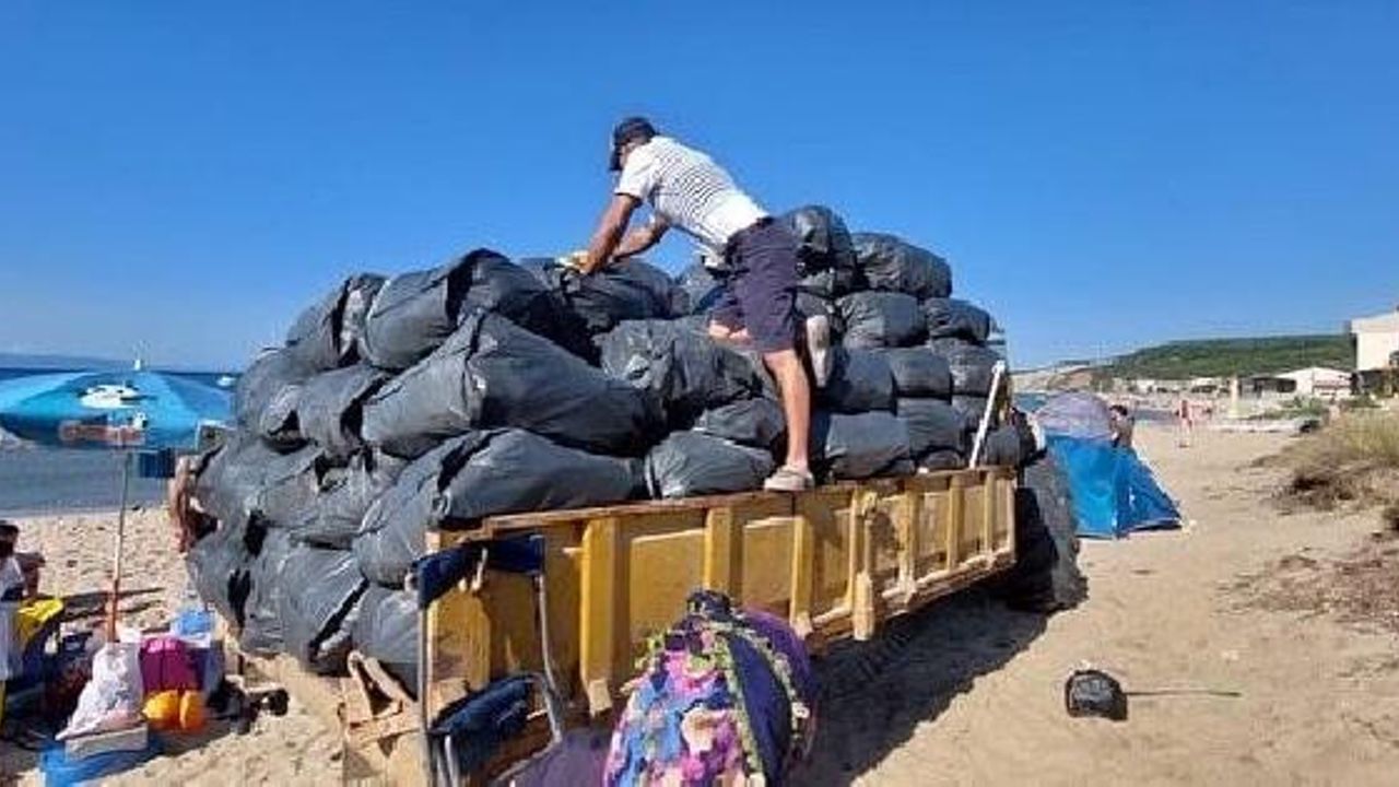 Saros Körfezi sahillerinde 3 günde 150 kamyon çöp toplandı