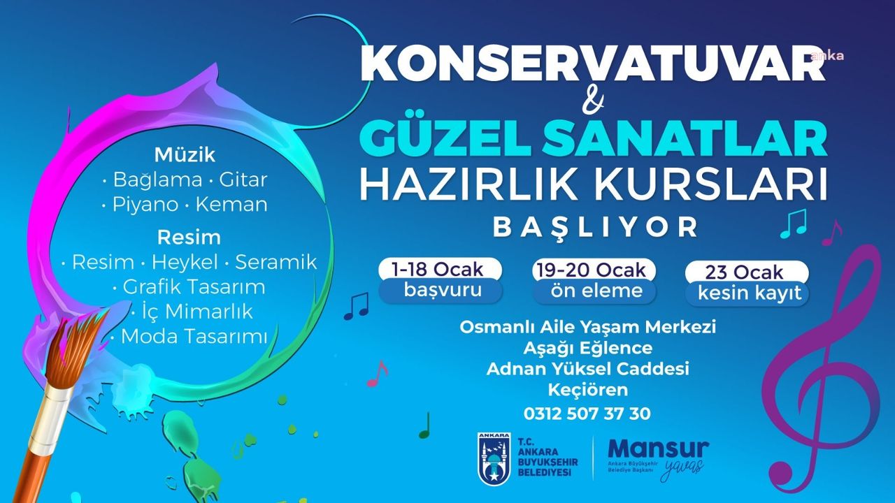 Ankara Büyükşehir'in Konservatuvar ve Güzel Sanatlar Hazırlık Kursları başlıyor