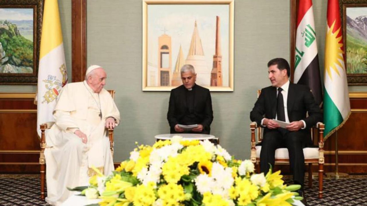 Irak ziyaretini sürdüren Papa Francis Erbil'de