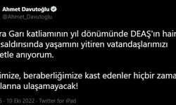 Ahmet Davutoğlu, 10 Ekim Katliamı'nda hayatını kaybedenleri andı
