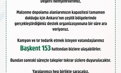 Ankara Büyükşehir Belediyesi: Depolarımız tam kapasite doldu, organizasyona bir süre ara veriyoruz