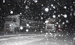 Kars'ta kar ve tipi nedeniyle TIR'lar yolda kaldı