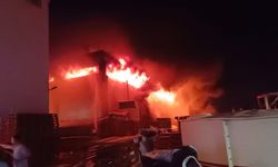 İzmir'de polyester fabrikasında çıkan yangına müdahale ediliyor