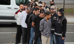 Tekirdağ'da "Kafes" operasyonu kapsamında yakalanan 15 şüpheli adliyede