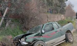 Manisa'da kamyonet şarampole devrildi, sürücüsü hayatını kaybetti
