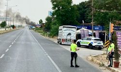 Manisa'da, Ankara yolu üzerinde çıkan yangın zor anlar yaşattı