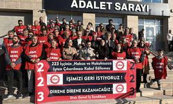 ÖHD üyeleri, Van Büyükşehir Belediyesi'nden çıkarılan 223 işçi için adliye önünde açıklama yaptı