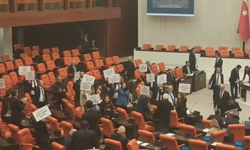 TBMM Genel Kurulu'nda DEM Partili milletvekillerinden Halep protestosu