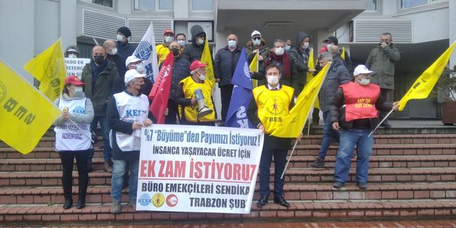 Trabzon'da KESK üyeleri ek zam talebiyle bordro yaktı