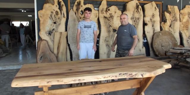 Edremit'te atık ağaçlar sanat eserine dönüşüyor