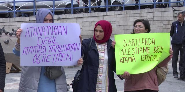 Ücretli öğretmenler Ankara'da eylem yaptı: Hiçbir kadrolu öğretmen köy okullarına gitmek istemiyor