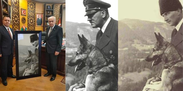 Hitler'in fotoğrafına Atatürk'ü yerleştirip, Bahçeli'ye hediye etti