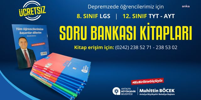 Antalya Büyükşehir’den depremzede öğrencilere soru bankası desteği