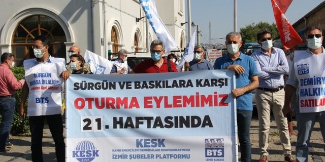 İzmir'de BTS'nin oturma eylemi 21'inci haftasında devam etti