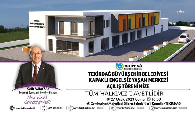 Tekirdağ Büyükşehir Belediyesi, Kapaklı Engelsiz Yaşam Merkezi’ni hizmete açıyor
