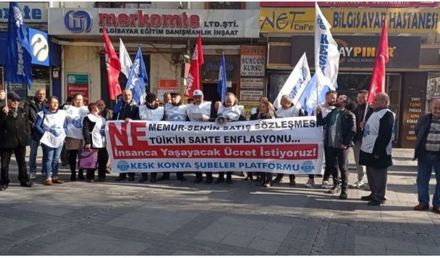 KESK Konya Şubeler Platformu TÜİK rakamları ve yüzde 25'lik emekli zammını protesto etti