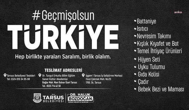 Mersin Tarsus Belediyesi’nden depremzedeler için yardım kampanyası