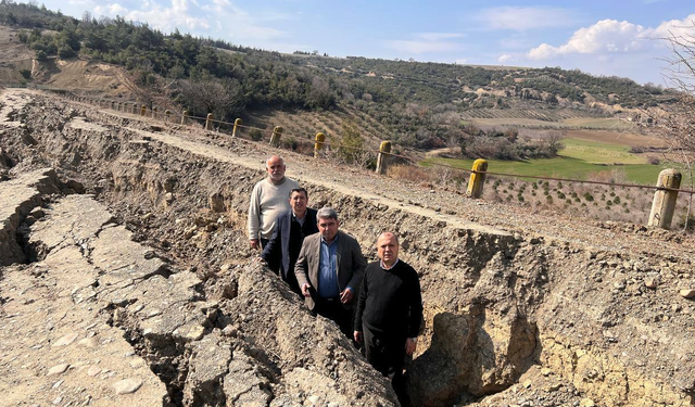CHP Tarım Komisyonu Üyeleri, Osmaniye'deki Arıklıkaş Göleti’nin depremde hasar gören setini inceledi