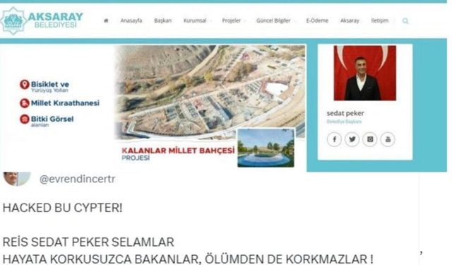 Aksaray Belediyesi’nin sitesi hacklendi, Sedat Peker ‘başkan’ oldu