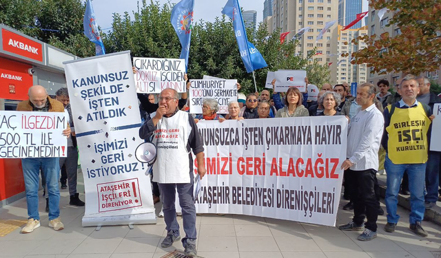 Ataşehir Belediyesi tarafından zorla emekli edilen işçiler belediye önünde direniyor 