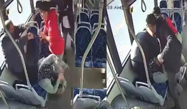 Mersin'de belediye otobüsünde yaşlı çiftin darbedilmesi kameraya yansıdı