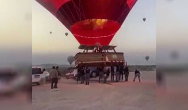 Kapadokya'da sıcak hava balonu otomobile çarptı