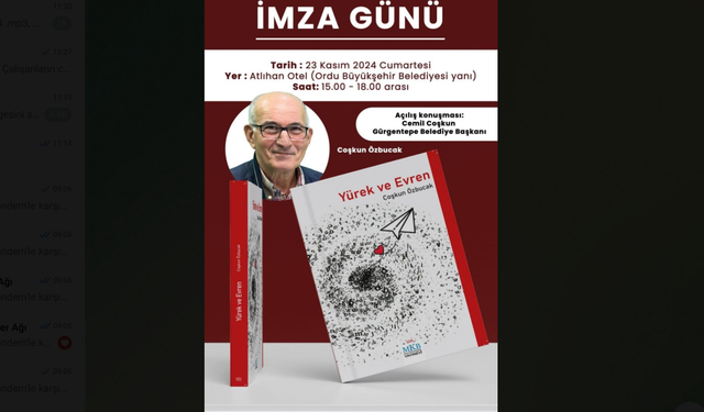 Coşkun Özbucak, ikinci şiir kitabını imzalıyor