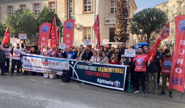 Manisa’daki sendikalardan TÜİK önünde mumlu ve boş sepetli eylem