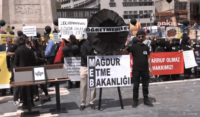 Atama isteyen öğretmenlerden "tabutlu" protesto