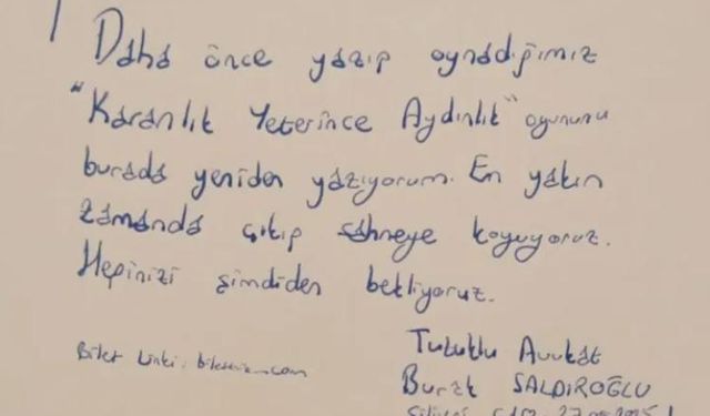Tutuklu Avukat Burak Saldıroğlu yeni bir tiyatro oyunu yazdığını duyurdu