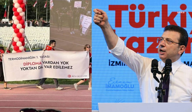 İmamoğlu'ndan ODTÜ mezuniyet töreninde açılan pankarta yorum geldi: Favorim bu: Diploma vardan yok, yoktan var edilemez