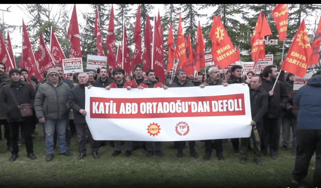 EMEP ve TİP'ten ABD Büyükelçiliği önünde İran protestosu: Üsler kapatılsın