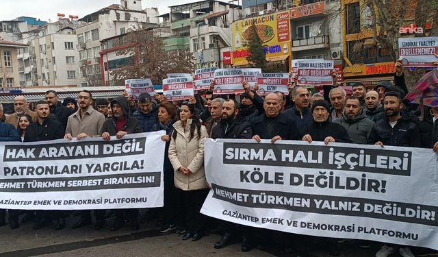 BİRTEK-SEN Genel Başkanı Türkmen’in tutuklanması Gaziantep’te protesto edildi