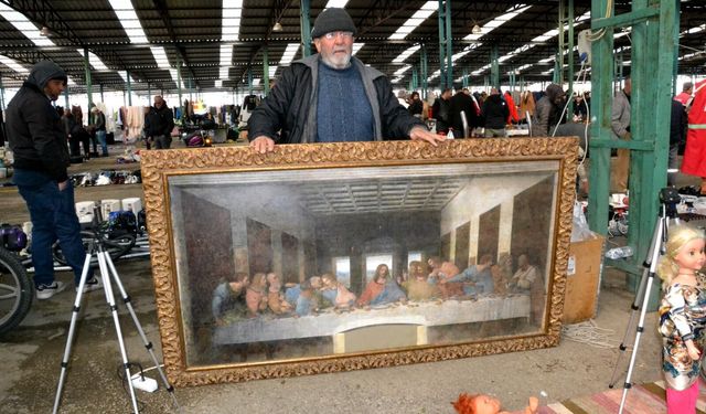 Hz. İsa’nın 12 havarisi ile son akşam yemeği tablosu Manisa Bit Pazarı’na düştü