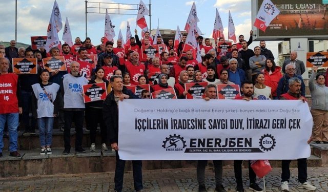 Bergama'da Biotrend Enerji işçilerinden toplu iş sözleşmesi eylemi