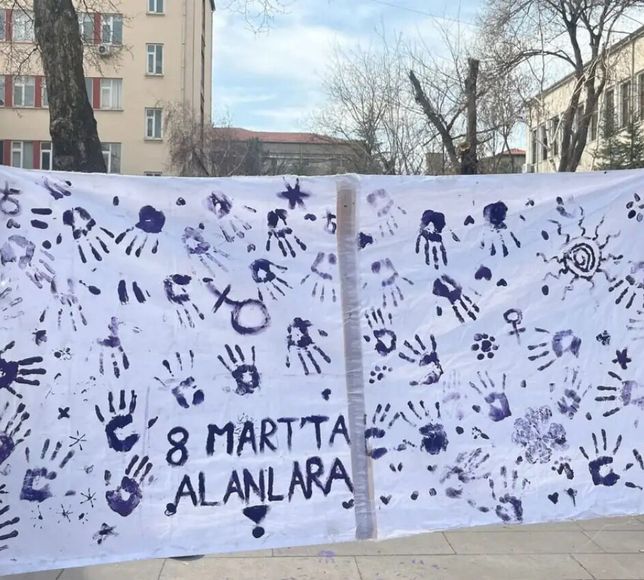 Ankara Üniversitesi Cebeci Kampüsü'nde kadınlardan 8 Mart çağrısı: Kadın cinayetlerine karşı mücadeleyi büyütelim