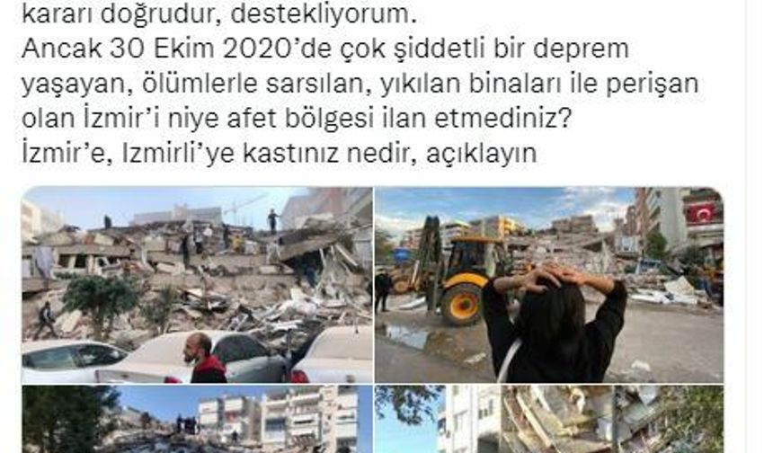 CHP'li Sertel İzmir depremini hatırlattı ve sordu: İzmir'i niye afet bölgesi ilan etmediniz, İzmirliye kastınız mı var?