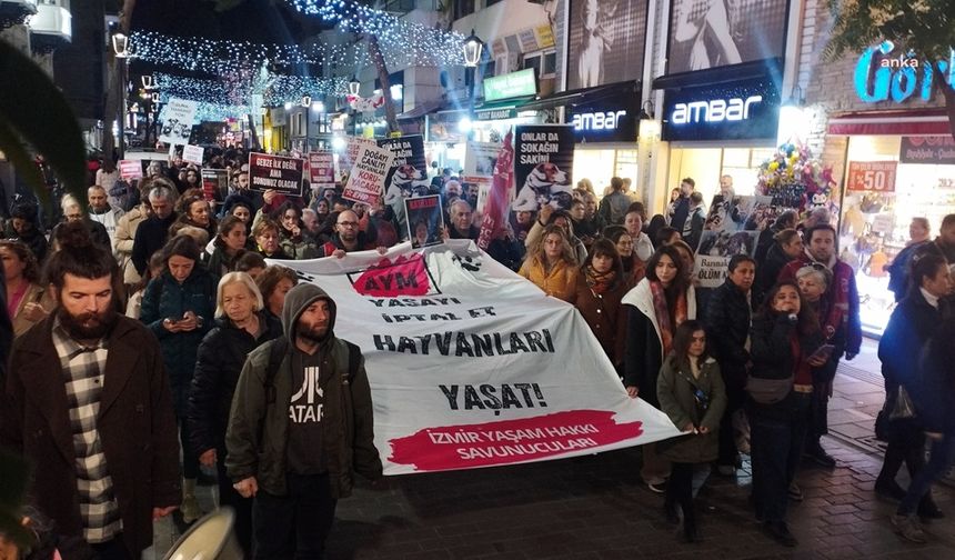 İzmir Yaşam Hakkı Savunucuları ‘Katliam yasasına’ karşı yürüdü: Hiçbir hayvanı sizin kanlı ellerinize teslim etmeyeceğiz