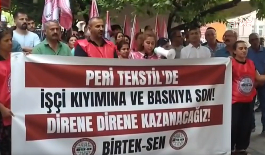 Peri Tekstil işçileri fabrika önünde direnişte