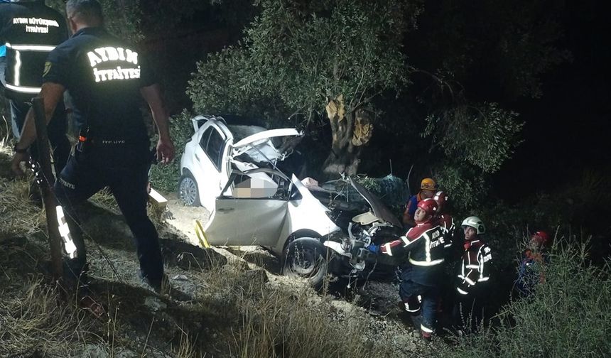 Aydın'da şarampole devrilen otomobildeki 2 kişi öldü, 1 çocuk yaralandı