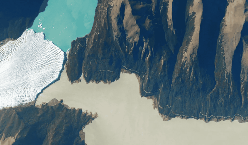 Uzaydan gelen büyüleyici kare: Arjantin'in üç renkli kavşağı; buzul ve göllerin dansı