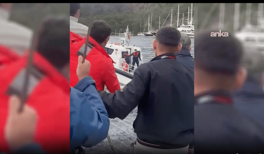 Muğla Göcek’te Osmanağa Koyu’nda iş makineleriyle yürütülen çalışmalar sürüyor, jandarma alana girişi engelliyor