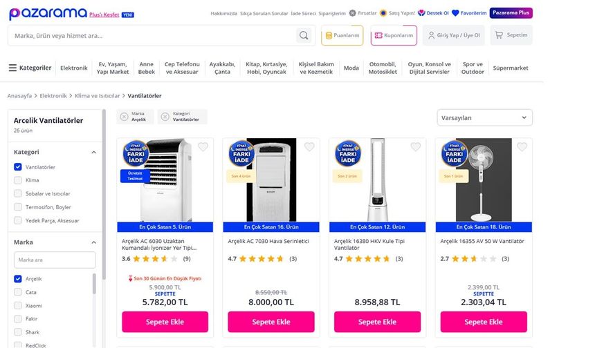 Serinliğin Adresi: Arçelik Vantilatör ve El Vantilatörleri ile Pazarama Farkı