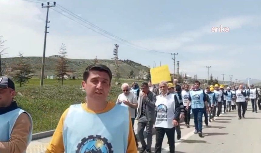 Doruk Madencilik işçilerinin Ankara yürüyüşü sekizinci günde Yenikent’e ulaştı