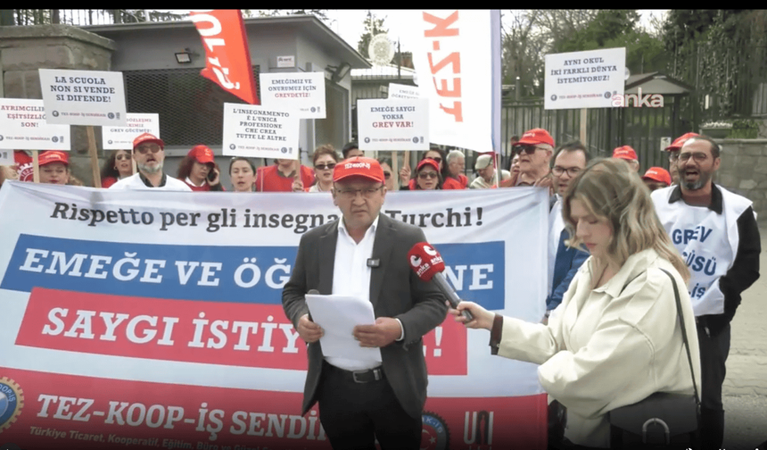 Özel İtalyan Lisesi öğretmenlerinden Büyükelçilik önünde hukuk çağrısı