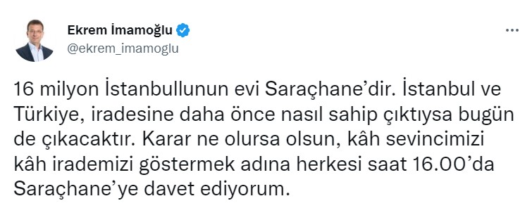ekrem imamoğlu tweet