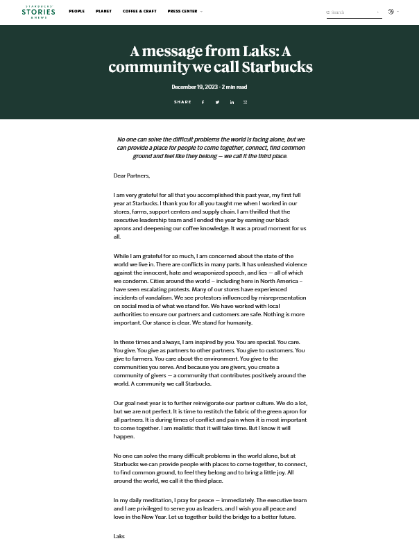 Screenshot 2023 12 24 At 18 44 54 A Message From Laks A Community We Call Starbucks