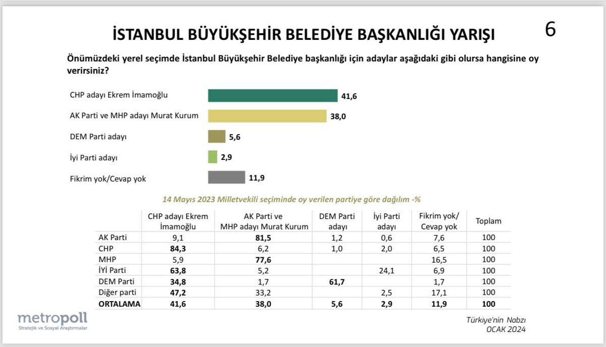 Metropoll Araştırma İstanbul seçim anketi