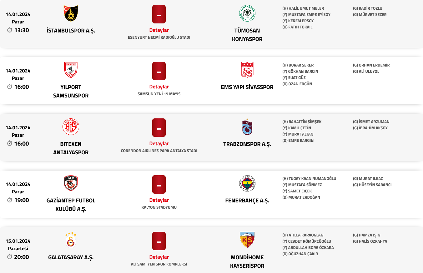 Screenshot 2024 01 12 At 12 25 52 Liglerde Haftanın Programı Süper Lig Tff 1. Lig Tff 2. Lig Tff 3. Lig Ziraat Türkiye Kupası Tff